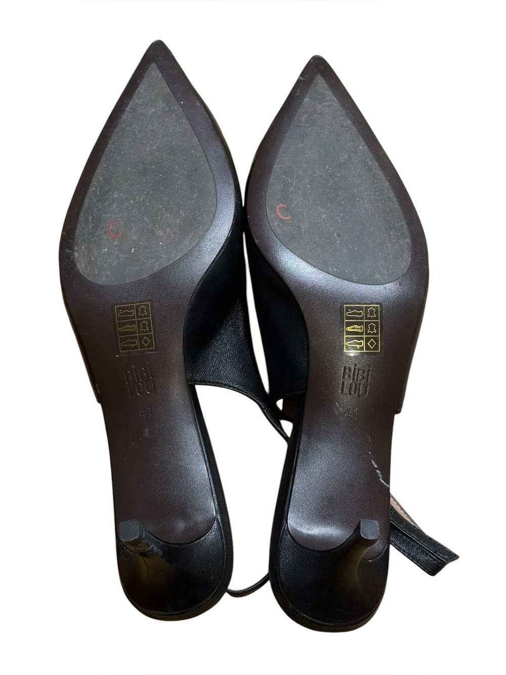Bibi Lou Barr Gold Buckle Slingback Kitten Heel Pumps Black 41 US 11 - Picture 7 of 13